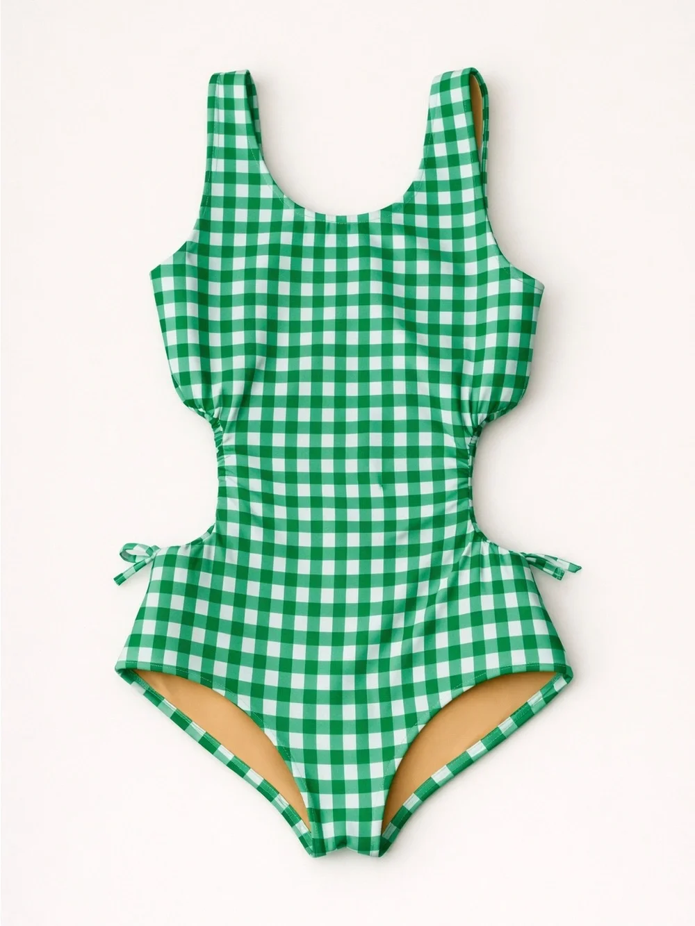 Crewcuts J. Crew Green White Gingham Swimsuit One-Piece